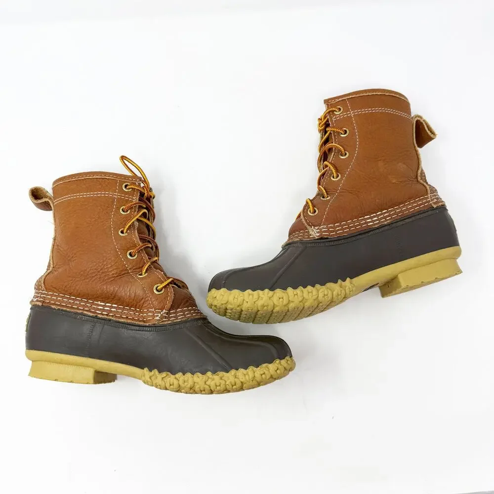 LL Bean Brown Leather & Rubber Bean Boots Duck Boot Style Women’s Size 7 EUC